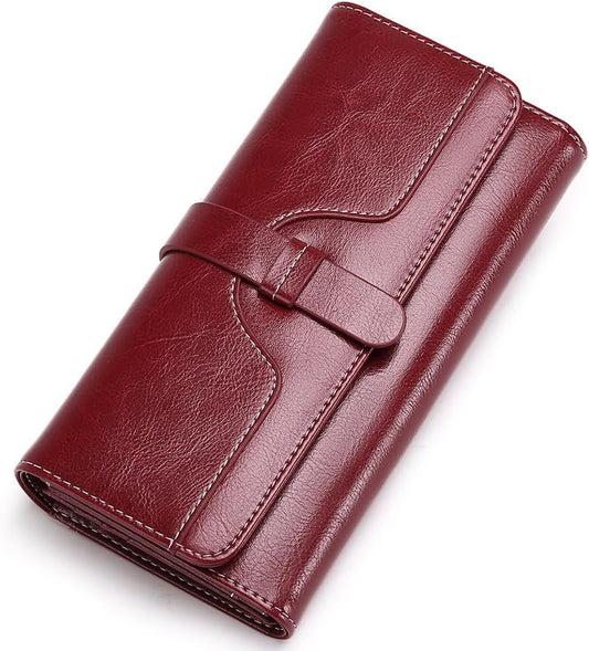 HOTSENDEFN Wallets for Women Leather with RFID Blocking Trifold Credit Card Holder with ID Window Wallet