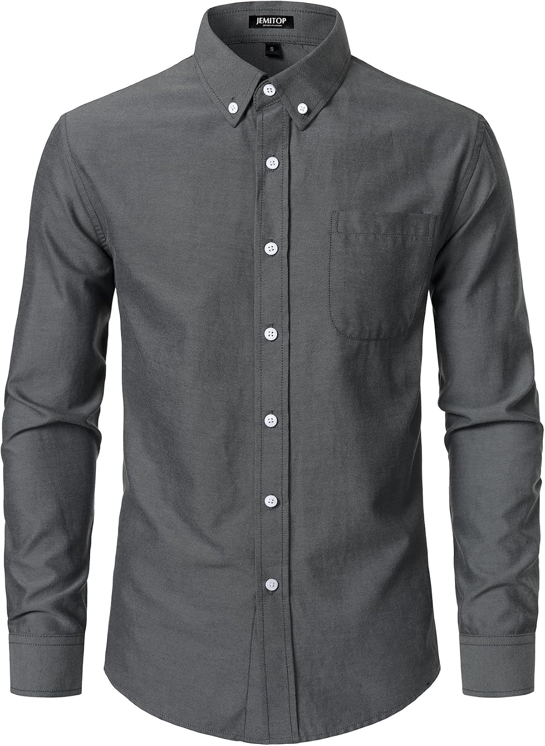 HOTJEMITOP Men's Classic Lightweight Oxford Button Down Collar Shirts Business Casual Long Sleeve Dress Shirt with Pocket