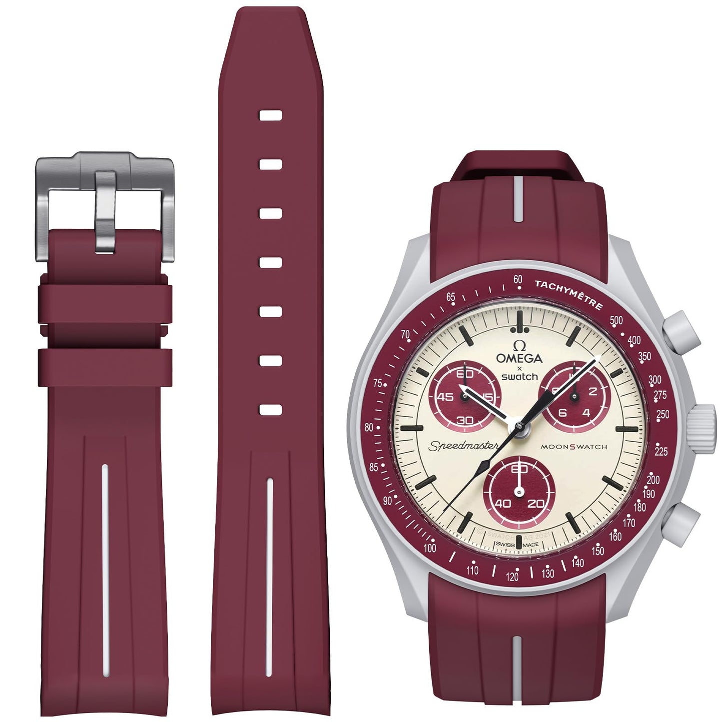 HOTBands for Moonswatch Watch,Curved No Gap Rubber Strap Compatible with Omega X Swatch Moonswatch Speedmaster/Rolex/SEIKO 20mm Watch,Swatch Omega Moonswatch Speedmaster Watch Replacement Band Men Women