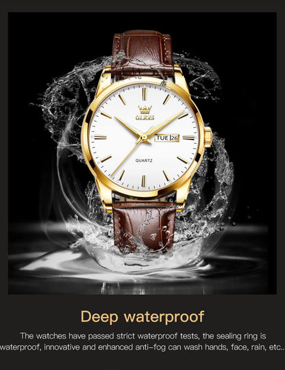 HOTOLEVS Leather Watches for Men Casual Easy to Read Quartz Number Waterproof