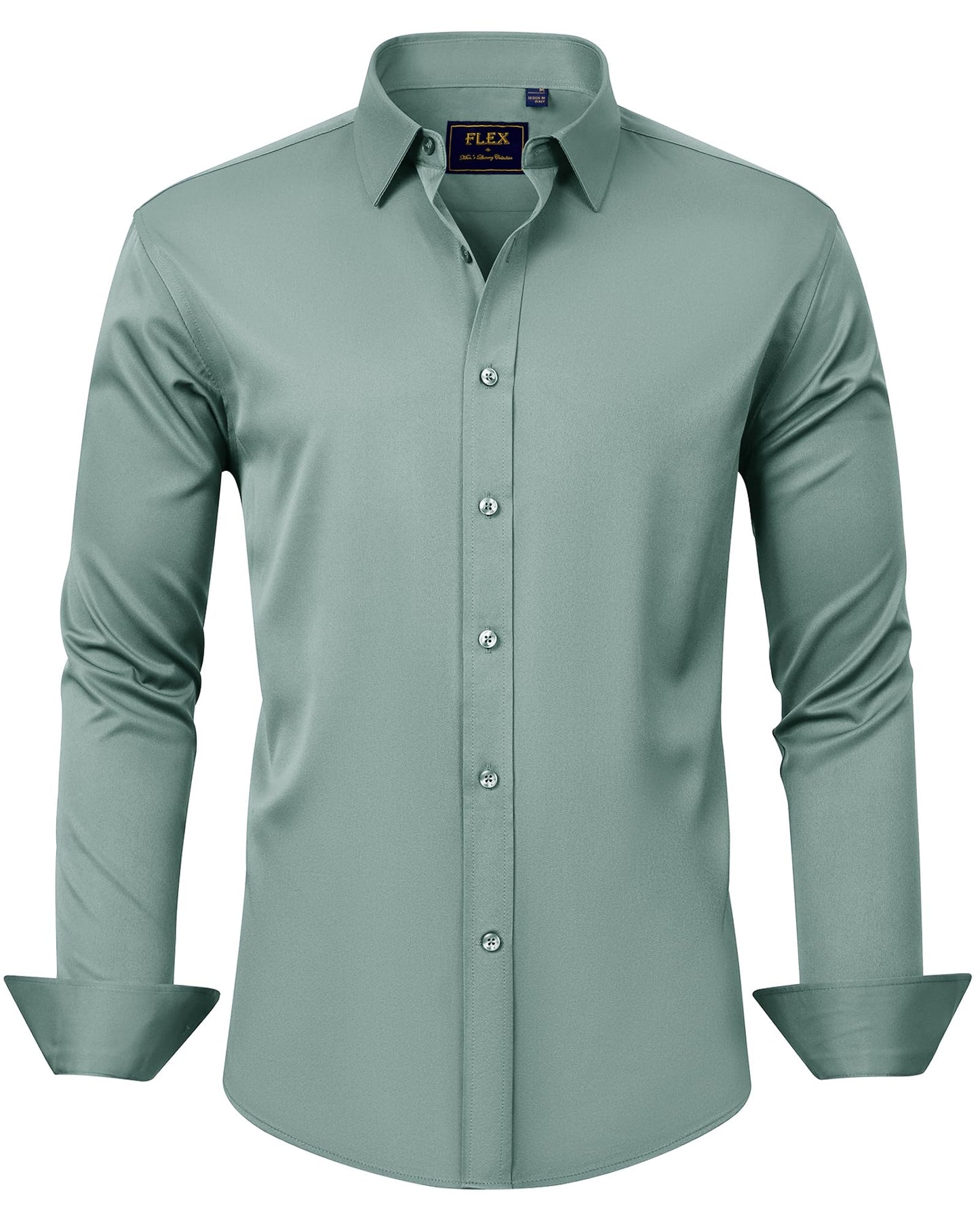 HOTJ.VER Men's Dress Shirts Solid Long Sleeve Stretch Wrinkle-Free Formal Shirt Business Casual Button Down Shirts