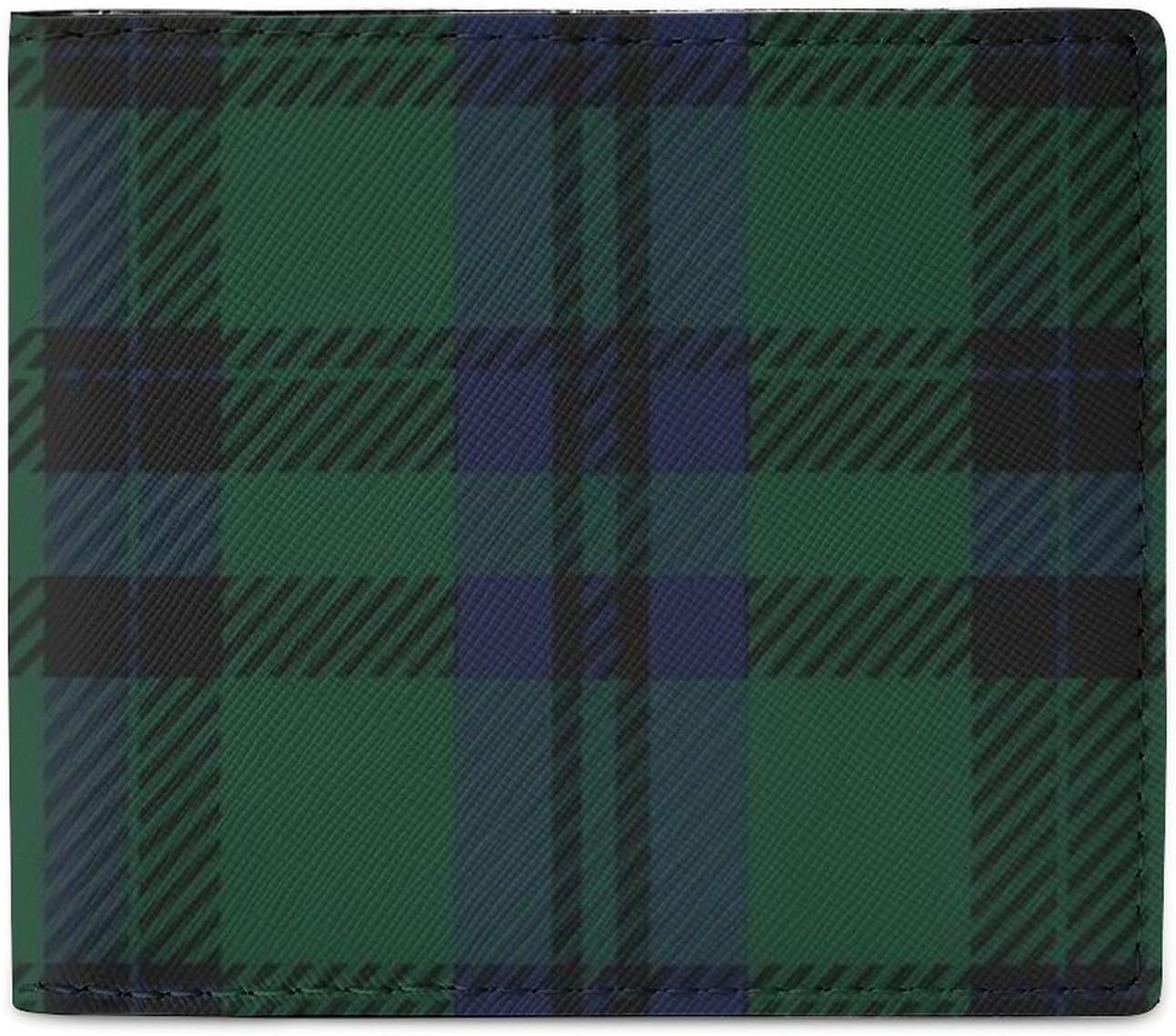 HOTSlim Wallet for Women, Bifold Large Capacity Card Holder Wallet with Cash Compartments and ID Window, Cute Change Purse Easy Access, Green Scottish Tartan Check Plaid