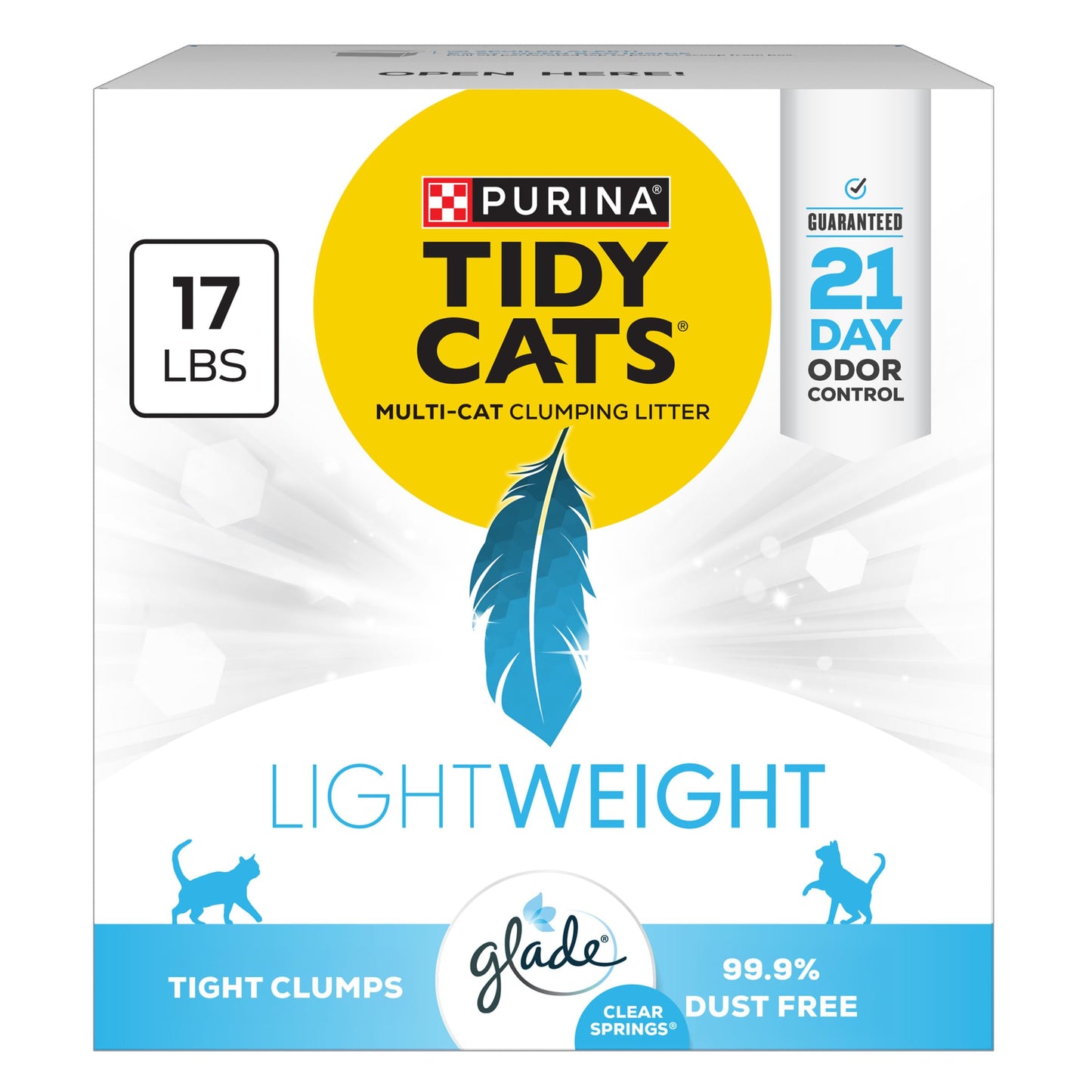 HOTPurina Tidy Cats LightWeight With Glade Clear Springs Multi-Cat, Clumping, Low Dust, Scented Cat litter - 17 lb. Box