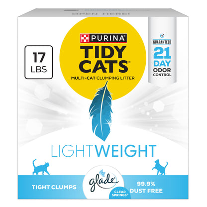 HOTPurina Tidy Cats LightWeight With Glade Clear Springs Multi-Cat, Clumping, Low Dust, Scented Cat litter - 17 lb. Box