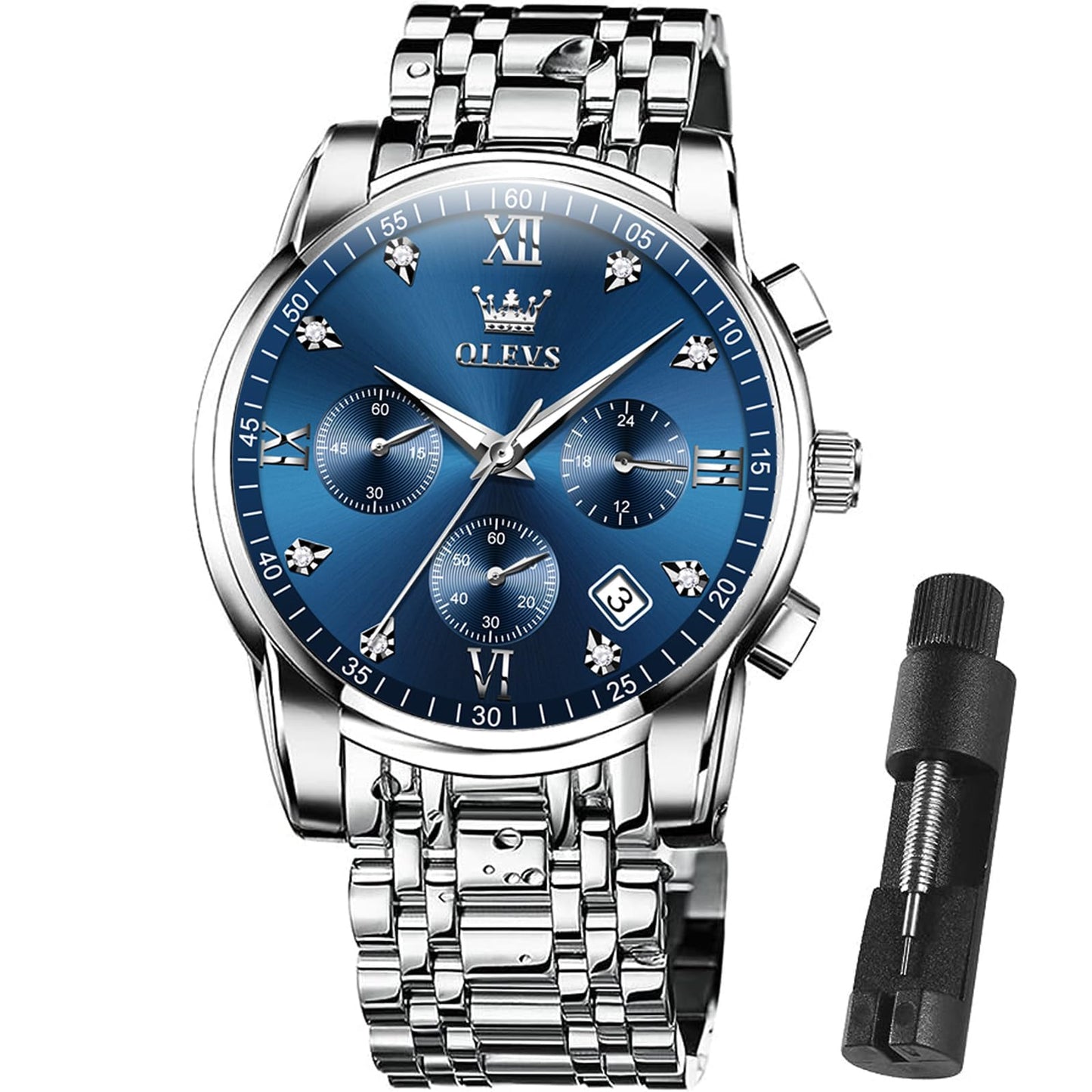 HOTOLEVS Mens Watches Waterproof Stainless Steel Adjustable Bracelet Watch Quartz Analog Watch for Men Fashion Business Classic Mens's Wrist watch's Casual Watches Gold/Blue/Black/White/Face/Dial
