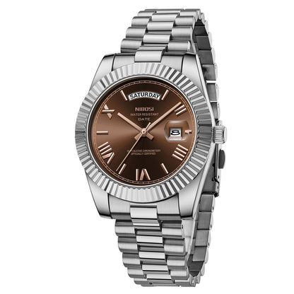 HOTNIBOSI Men Watches Analog Quartz Stainless Steel Rose Gold Silver Watches for Men Waterproof Business Classic Desiger Wrist Watch with Day Date