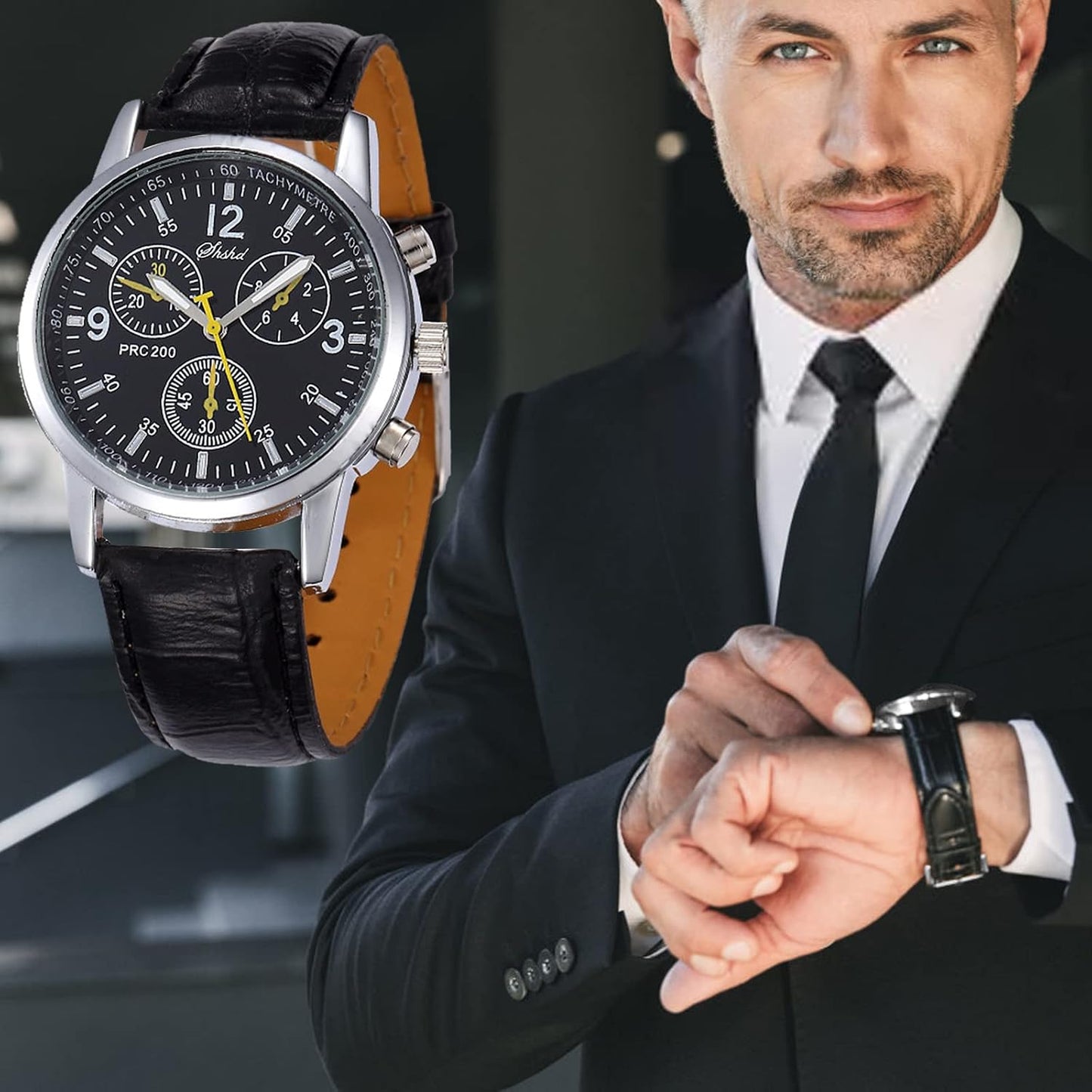HOT6 Pack Men's Leather Quartz Watch Geneva Casual Dress Wrist Band Watches Wholesale Lots Set Men Watches Pack (6pcs-C005)