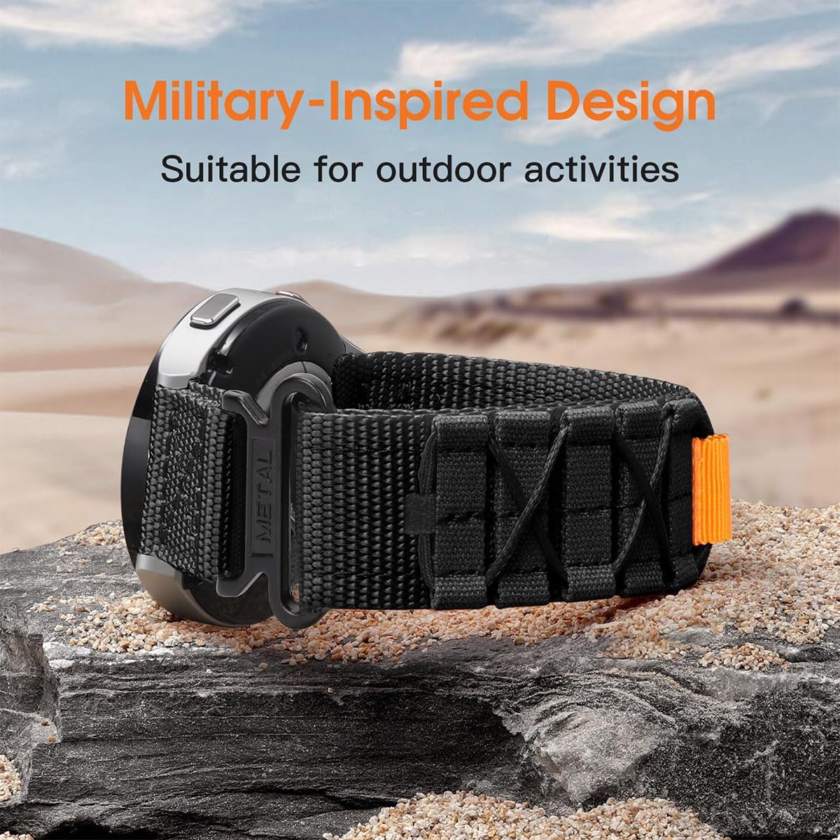 HOTRugged Nylon Sport Watch Band 20mm 22mm Quick Release Watch Strap Mountaineering Style Replacement Watch Strap 5 Colors (Black/Army Green/Navy blue/Grey/Orange) for Men Big Wrist