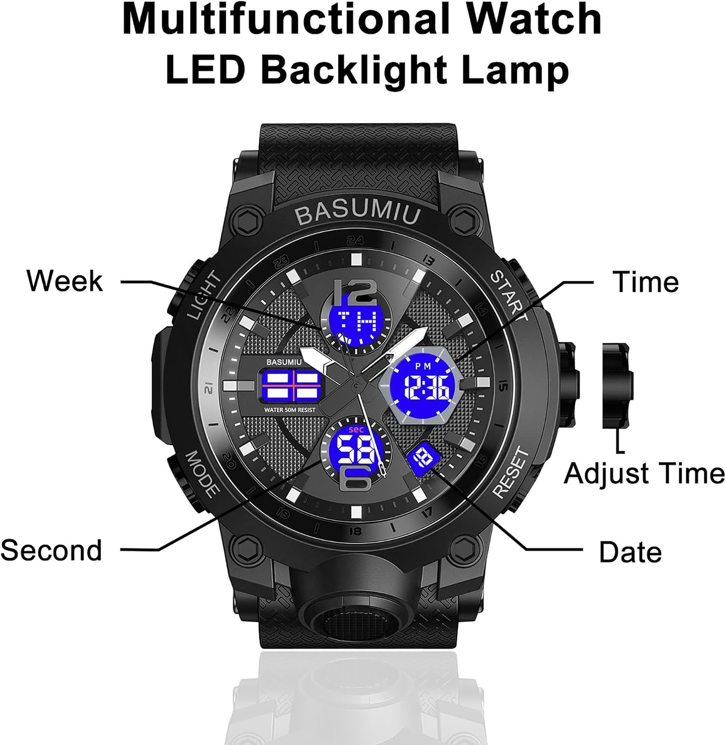 HOTGold Military Dive Tactical Digital Man Watches for Men Nice Luxury Waterproof Diver Mens Watches Work Black Sports