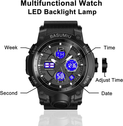 HOTGold Military Dive Tactical Digital Man Watches for Men Nice Luxury Waterproof Diver Mens Watches Work Black Sports