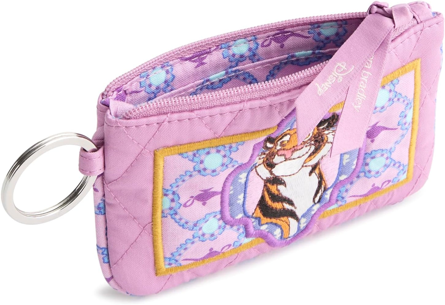 HOTVera Bradley Women's Disney Premium Cotton Zip ID Case – Small Wallet & Credit Card Holder – Jasmine Medallion Smoky Grape