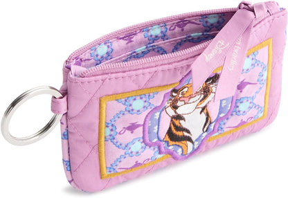 HOTVera Bradley Women's Disney Premium Cotton Zip ID Case – Small Wallet & Credit Card Holder – Jasmine Medallion Smoky Grape