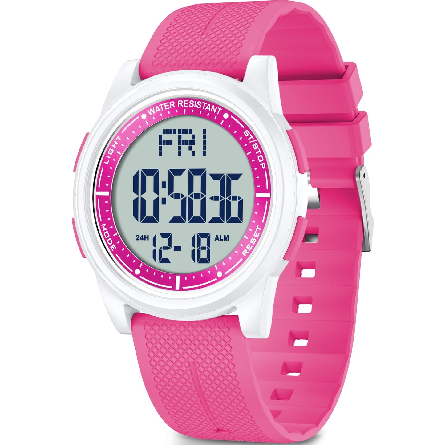 HOTBeeasy Digital Watch for Men Women, 50M Waterproof, Ultra-Thin & Lightweight, 44mm Silicone Sports Watch with Alarm, Stopwatch, Countdown, Ideal for Gym, Running, School, Daily Wear