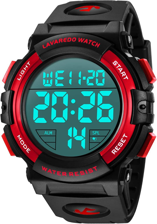 HOTL LAVAREDO Mens Digital Watch Sports Military Watches Waterproof Outdoor Chronograph Wrist Watches for Men with LED Back Ligh/Alarm/Date