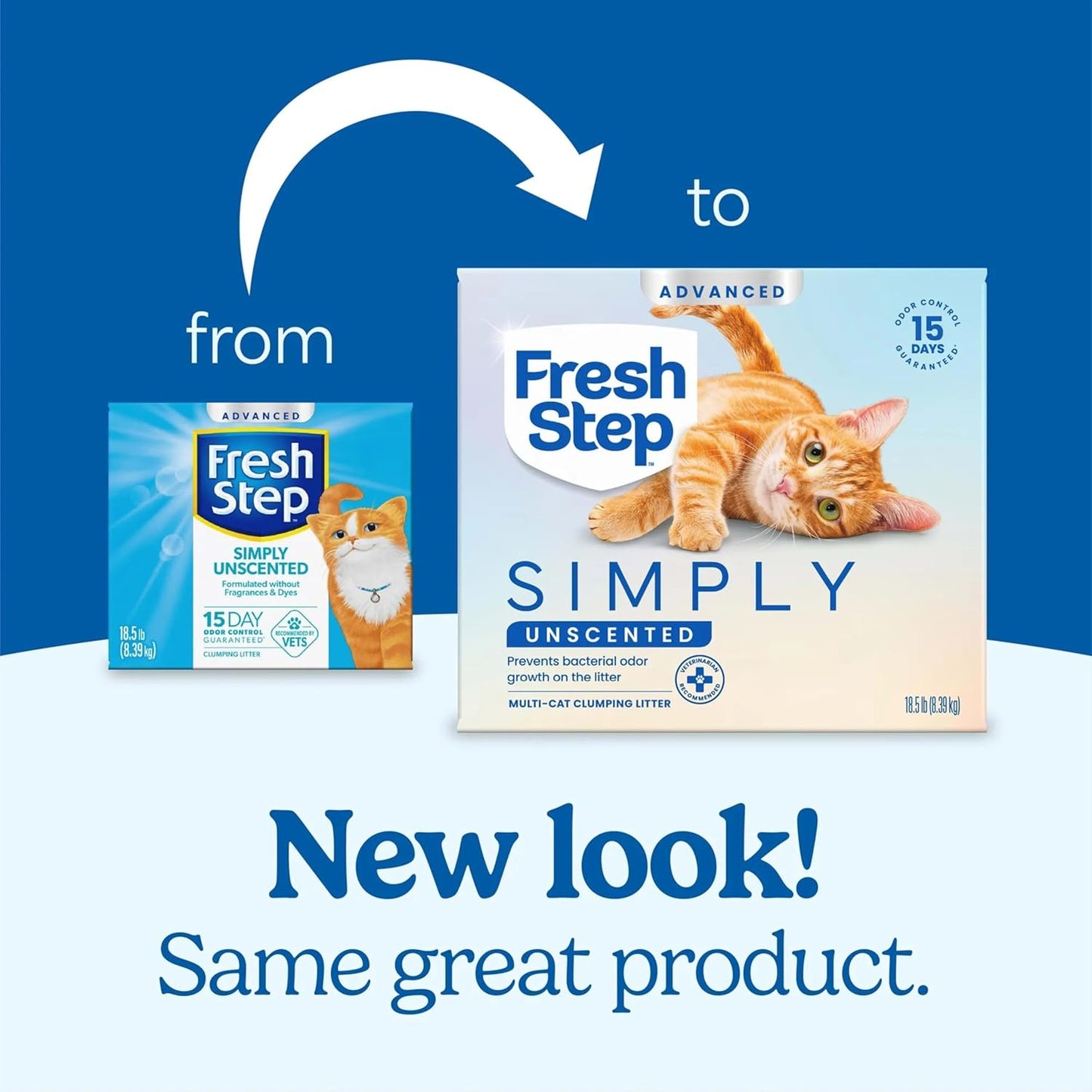 HOTFresh Step Advanced Simply Unscented Multi Cat Clumping Litter, Formulated With No Added Dyes or Fragrances, Ammonia Block Technology, Low Dust, 18.5 lb. Box, Pack of 2