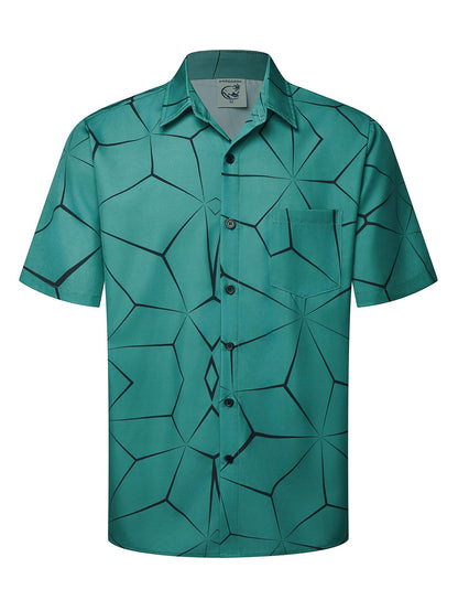 HOTHardaddy Men's Hawaiian Shirt Short Sleeves Printed Button Down Summer Beach Casual Shirts