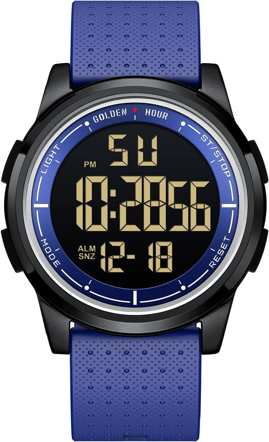 HOTGOLDEN HOUR Ultra-Thin Minimalist Sports Waterproof Digital Watches Men with Wide-Angle Display Rubber Strap Wrist Watch for Men Women