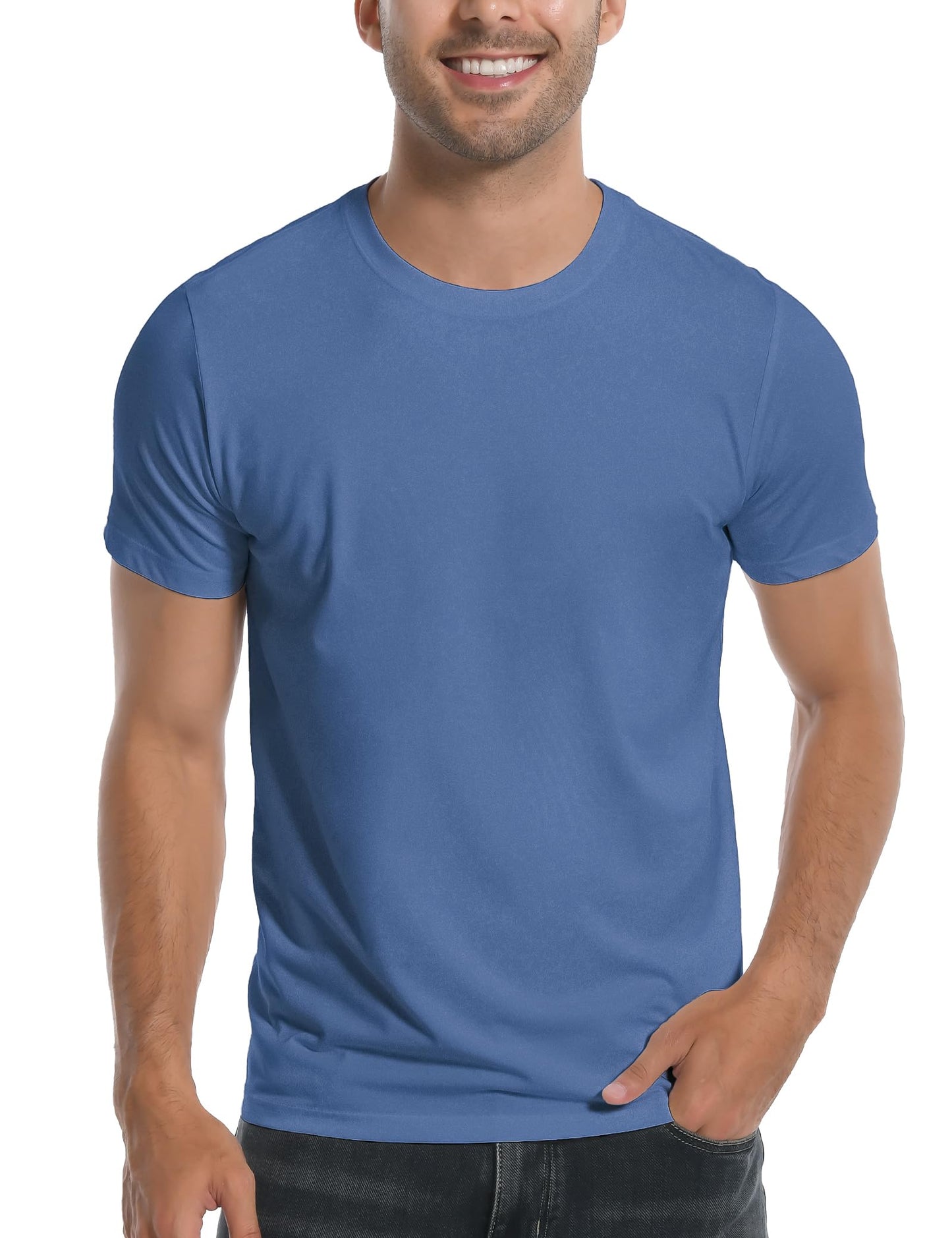 HOTPioneer Camp Mens Bamboo Shirts Ultra Soft Plain Tshirts for Men Cooling Crew Neck Casual Basic Tee Shirt Undershirt