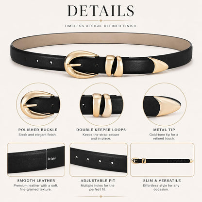 HOTBelts for Women with Gold Buckle for Jeans, Dress Leather Belts