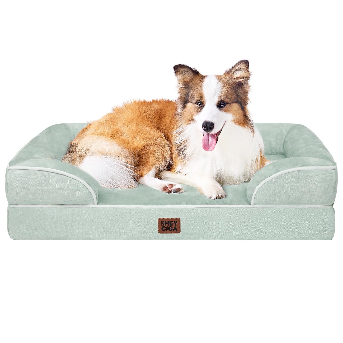 HOTEHEYCIGA Orthopedic Dog Beds for Extra Large Dogs 44x32Inch, Polyurethane Foam XL Pet Bed with Sides, Non-Slip and Egg-Crate Foam Big Dog Couch Bed with Washable Removable Cover, Grey