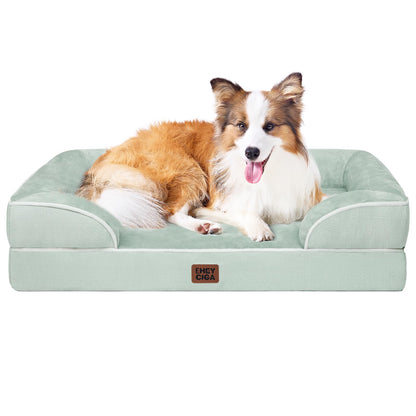 HOTEHEYCIGA Orthopedic Dog Beds for Extra Large Dogs 44x32Inch, Polyurethane Foam XL Pet Bed with Sides, Non-Slip and Egg-Crate Foam Big Dog Couch Bed with Washable Removable Cover, Grey
