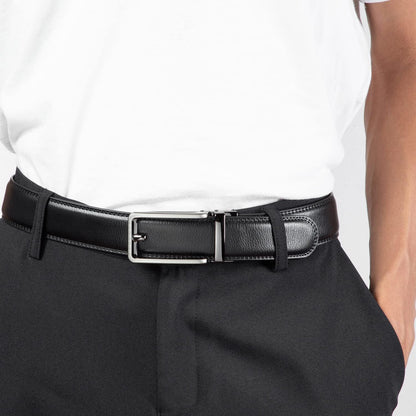 HOTFounders & C Men's Leather Ratchet Comfort Click Belt Dress with Slide Buckle -Adjustable Trim to Fit