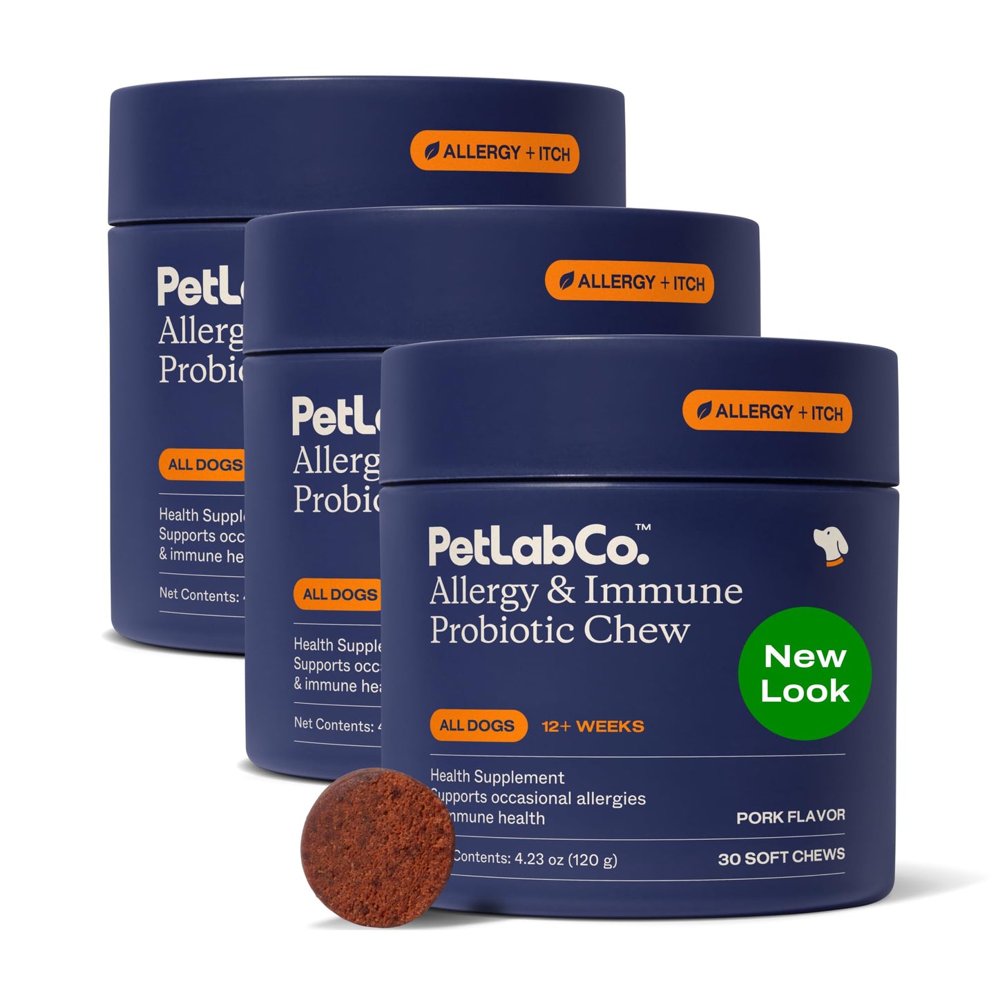 HOTPetLab Co. Allergy & Immune Probiotic Chews, 30 Soft Chews, Pork | Omega-3s, colostrum and prebiotics to support yeast balance, skin health and immune function