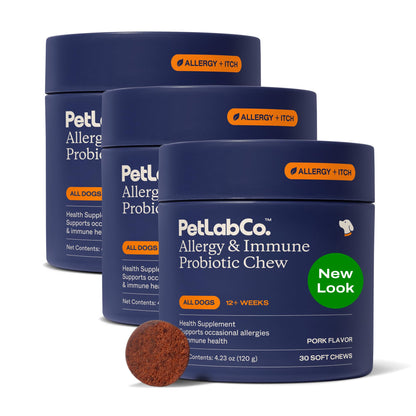 HOTPetLab Co. Allergy & Immune Probiotic Chews, 30 Soft Chews, Pork | Omega-3s, colostrum and prebiotics to support yeast balance, skin health and immune function