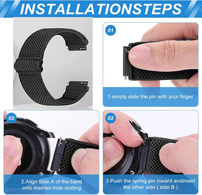 HOTCompatible with 16mm 18mm 19mm 20mm 22mm 24mm Watch Bands Quick Release Replacement Wristband,Adjustable Stretchy Nylon Solo Loop Straps Fabric Braided Sport Elastic Bands for Men Women