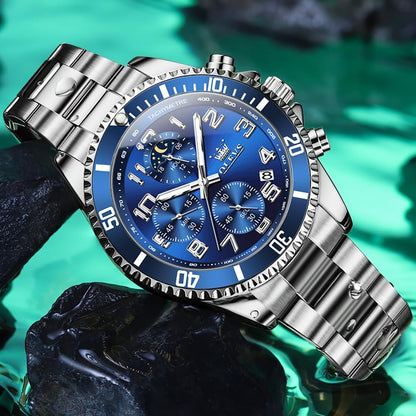 HOTOLEVS Mens Stainless Steel Watch Fashion Luxury Big Face Analog Waterproof
