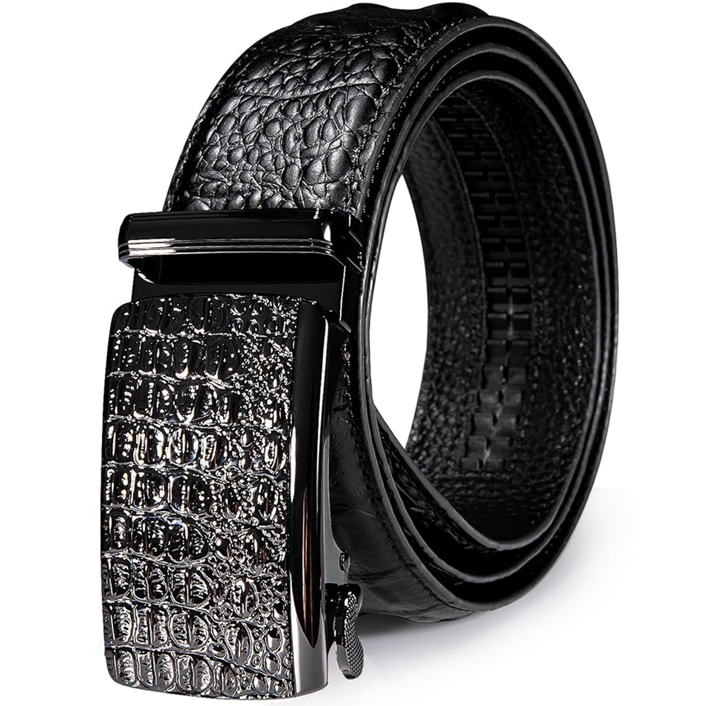 HOTDubulle Designer Mens Belts, Sliding Automatic Buckle Ratchet Dress Belt TOP Genuine Leather Strap Gifts