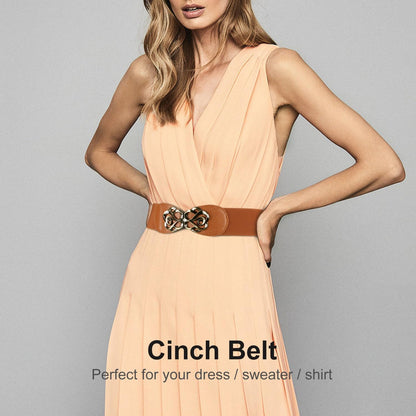 HOTJASGOOD Women Stretchy Belts for Dresses Vintage Elastic Wide Waist Belts 4 Pack 2.36" Wide