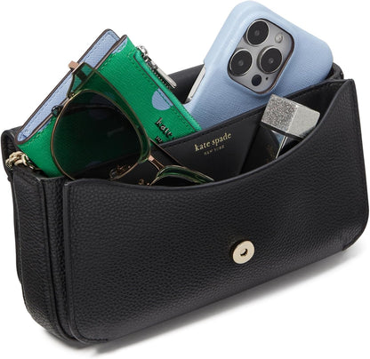 HOTkate spade new york Ava Pebbled Leather Flap Chain Wallet, Black