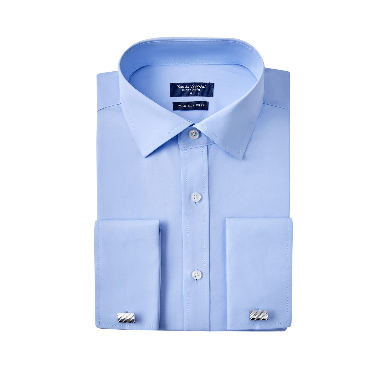HOTYear In Year Out French Cuff Wrinkle Free Dress Shirt for Men Regular Fit Long Sleeve Wrinkle Resistant Shirt