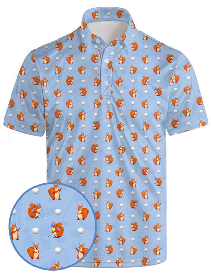 HOTGolf Polo Shirts for Men Funny Print Quick Dry Short Sleeve Performance Golf Shirts Moisture Wicking Polo Shirts