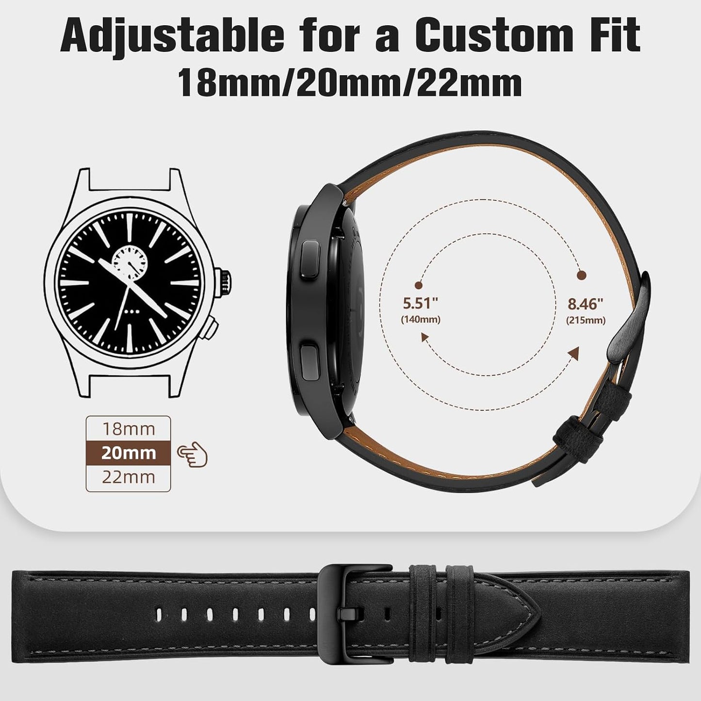 HOTGEAK 20mm 18mm 22mm Leather Band Compatible with Garmin Vivoactive 5/6/4/3 Watch Bands, Venu 4/Venu 3S/2S, Quick Release Vintage Genuine Leather Strap for Venu 3/2/Forerunner 265/165 Men Women