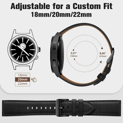 HOTGEAK 20mm 18mm 22mm Leather Band Compatible with Garmin Vivoactive 5/6/4/3 Watch Bands, Venu 4/Venu 3S/2S, Quick Release Vintage Genuine Leather Strap for Venu 3/2/Forerunner 265/165 Men Women