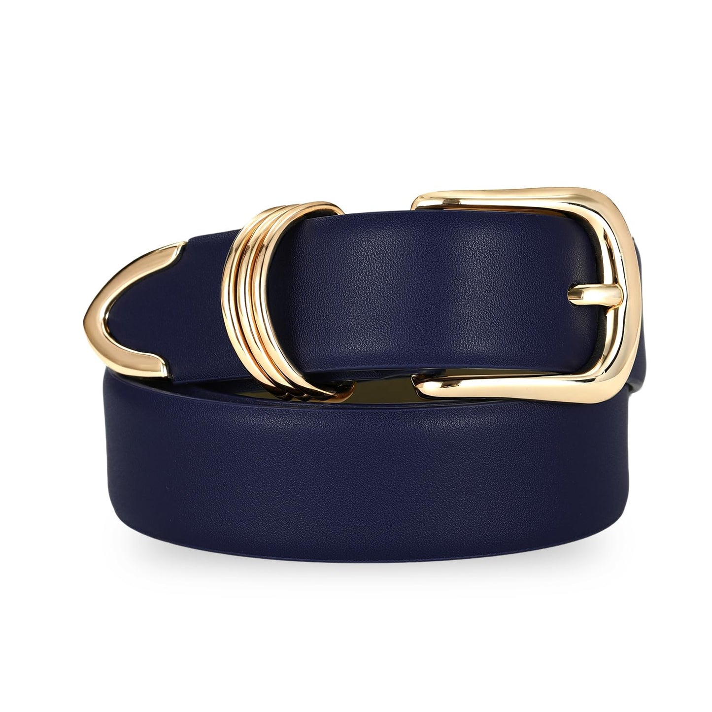 HOTRISANTRY Women's Leather Belts with Gold Buckle Fashion Leather Waist Belt Elegant Ladies Belts for Jeans Gifts for Women