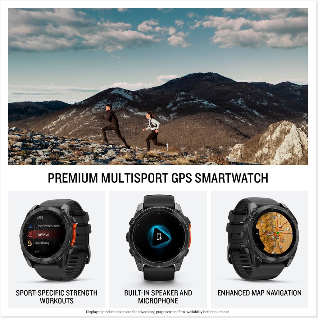 HOTGarmin fēnix® 8 – 51 mm, AMOLED, Premium Multisport GPS Smartwatch, Long-Lasting Battery Life, Dive-Rated, Built-in LED Flashlight, Slate Gray with Black Band | Built-in LED Flashlight, Dive-Rated to 40 M, Slate Gray Case with Black Silicone Band