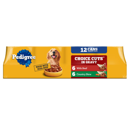 HOTPedigree Choice Cuts Wet Dog Food, Beef & Country Stew, 13.2 oz, 12 Count