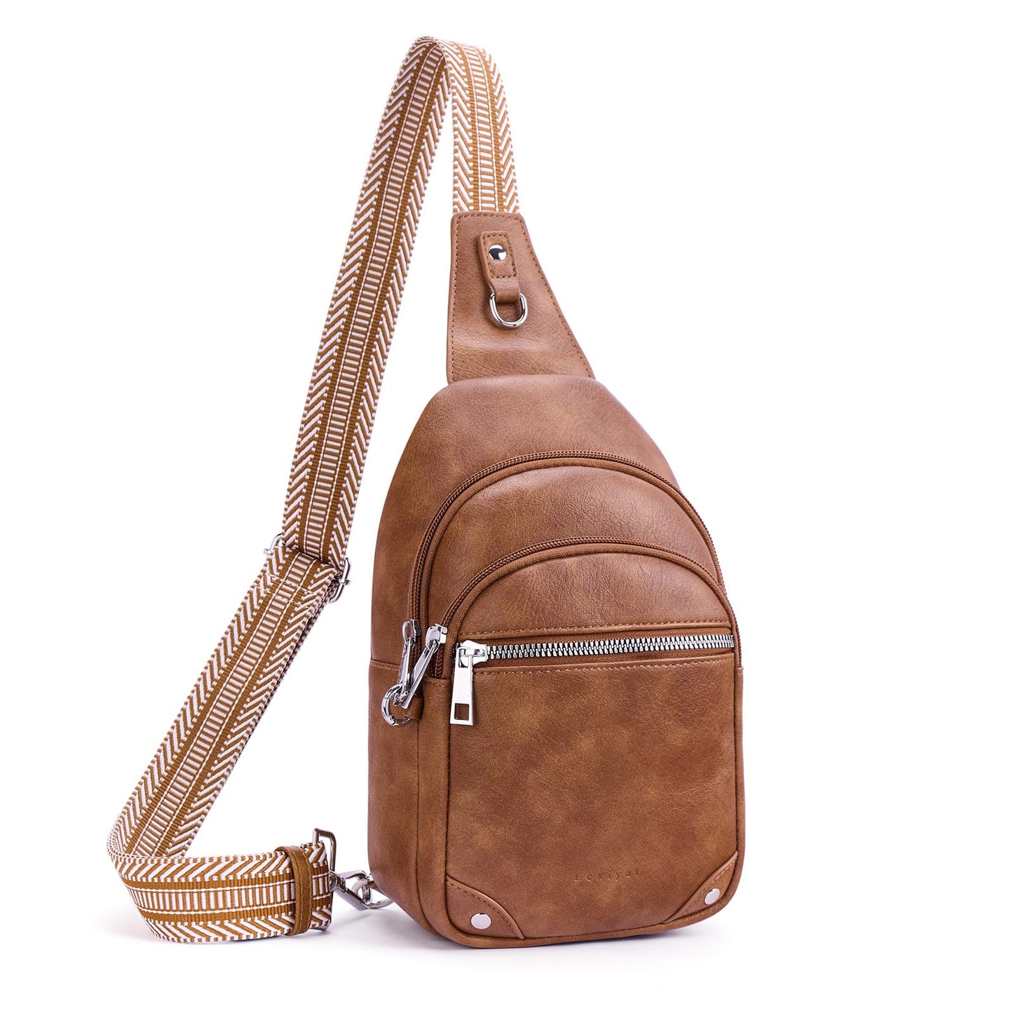 HOTAnti Theft Crossbody Bags for Women Travel Chest Sling Bag Leather RFID Purse Fanny Pack Beige