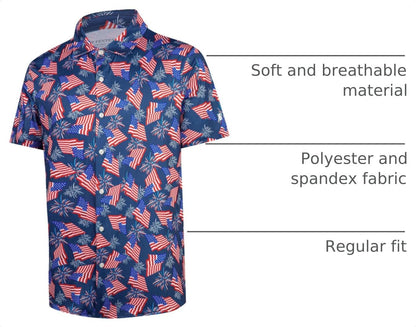 HOTFT FENTENG Mens Hawaiian Shirts Regular Fit Short Sleeve Casual Button Down Summer Tropical Beach Shirts