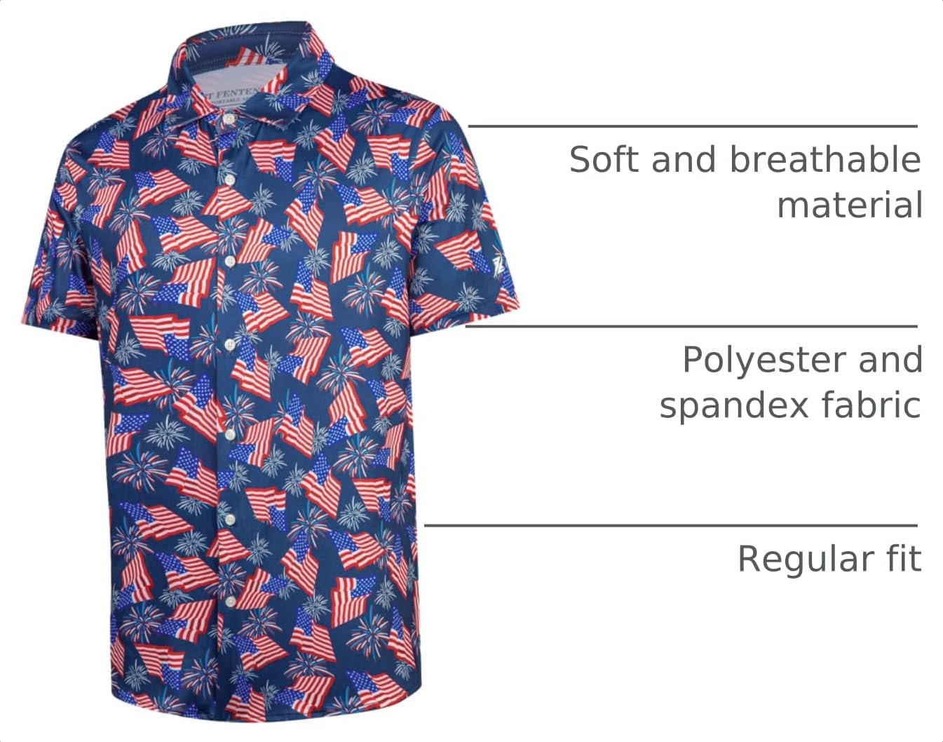 HOTFT FENTENG Mens Hawaiian Shirts Regular Fit Short Sleeve Casual Button Down Summer Tropical Beach Shirts