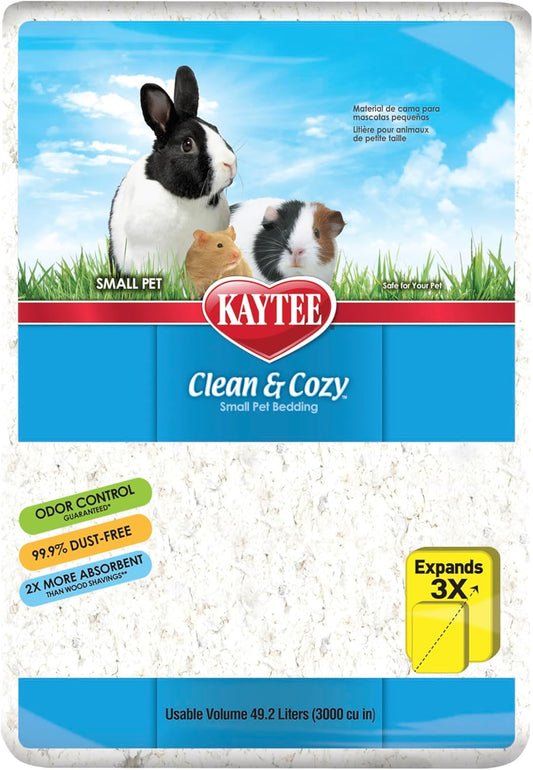 HOTKaytee Clean & Cozy White Paper Bedding, Made for Small Animals, 49.2 Liters