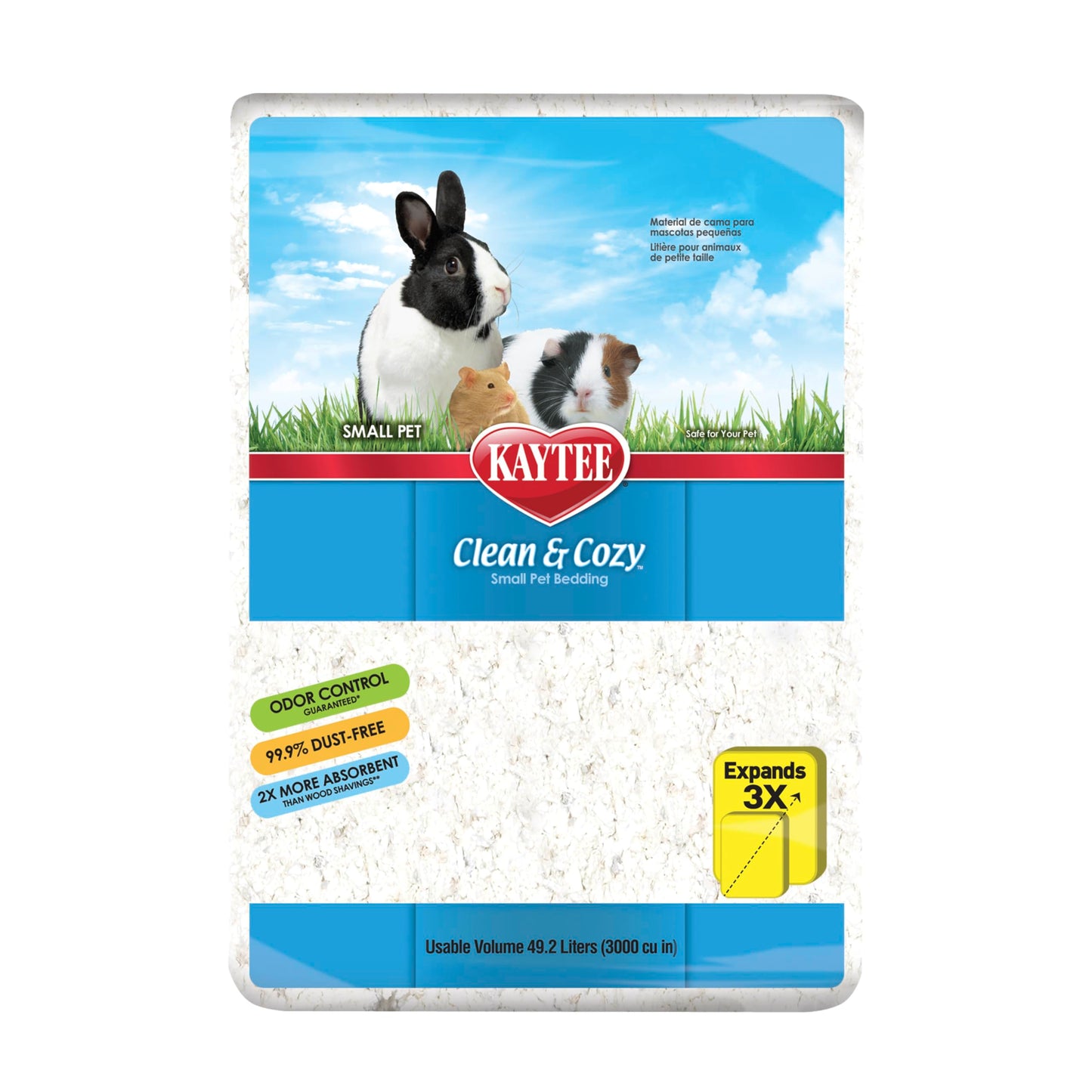 HOTKaytee Clean & Cozy White Paper Bedding, Made for Small Animals, 49.2 Liters