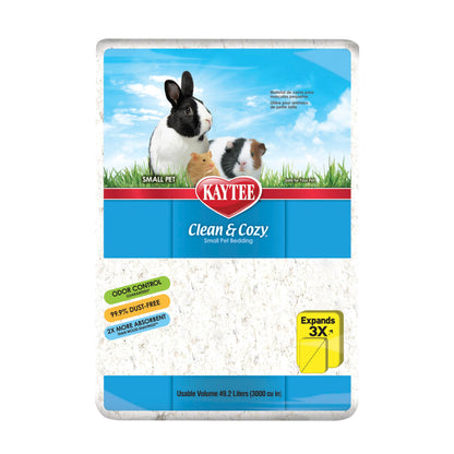 HOTKaytee Clean & Cozy White Paper Bedding, Made for Small Animals, 49.2 Liters