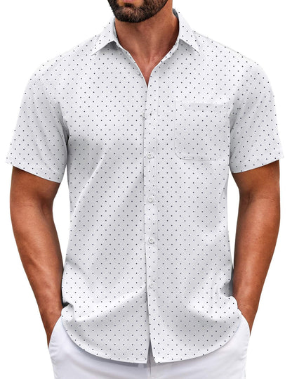 HOTCOOFANDY Mens Short Sleeve Casual Button Down Shirts Summer Untucked Dress Shirts with Pocket