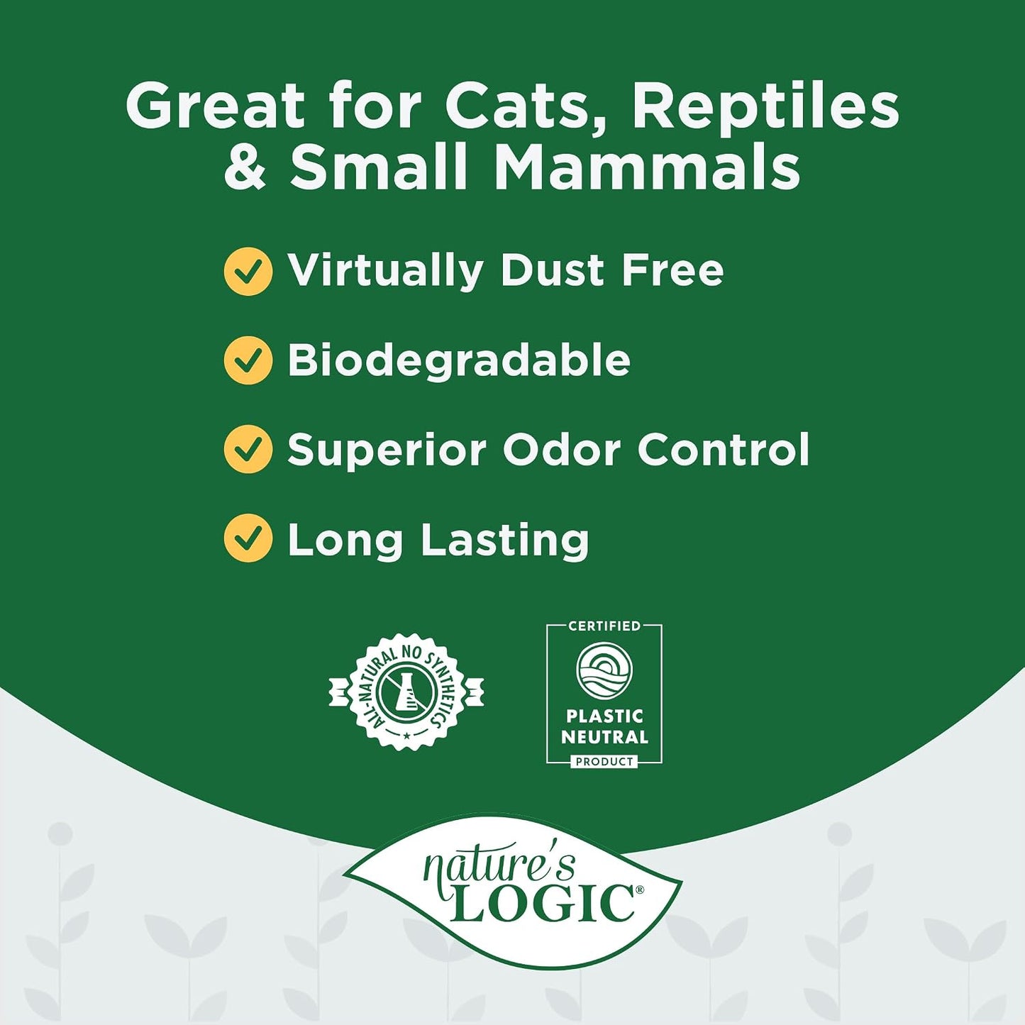 HOTNature's Logic 100% Natural Pine Pellet Cat Litter - Dust-Free, Unscented, Biodegradable - Safe for Cats, Kittens, Reptiles & Small Pets - Highly Absorbent - 12 lb Bag