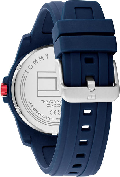 HOTTommy Hilfiger Men's 3-Hand Quartz Watch – Casual Sport Style, Silicone Strap, Water-Resistant to 50 Meters, Everyday Fashion Wristwatch, Gift for Him - 44mm