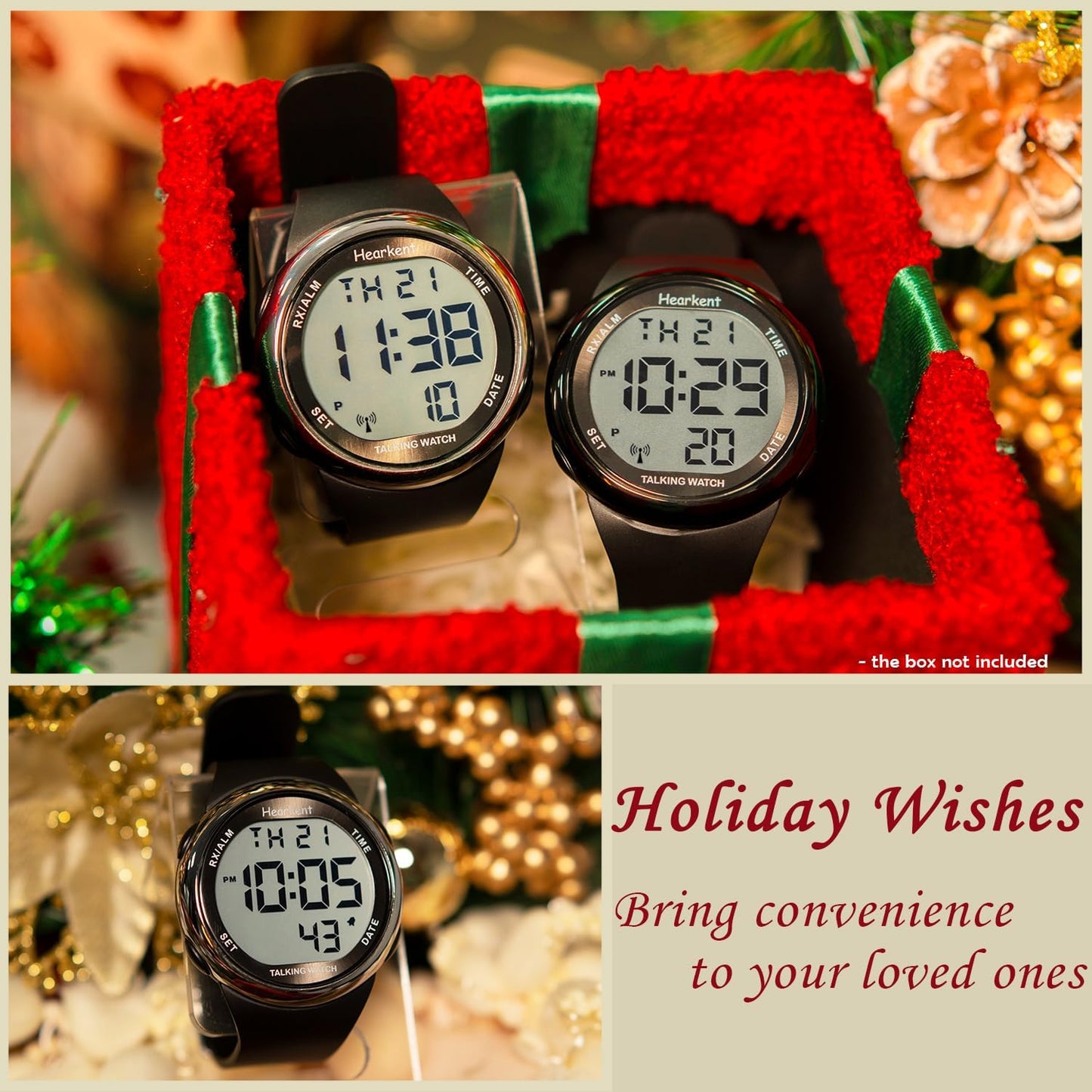 HOTHearkent Atomic Talking Watch Sets Itself for Visually impaired or Seniors LCD Big Number Easy-to-Read Talking Watch for Elderly